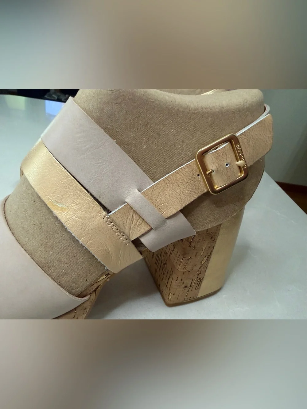 New Kork-Ease Maxi Platform Sandals Nude Gold Cork, 9